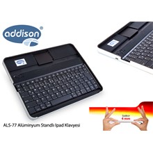 Addison Als-77 Siyah Bluetooth Tablet Pc + İpad Alüminyum Q Multimedia Kablosuz Klavye(Kl Addıson Als-77) - 1