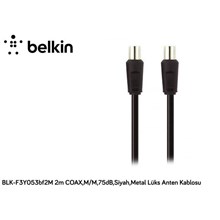 Belkin Blk-F3Y053Bf2M 2Mt Coax,M-M75Db,Siyah,Metal Kablo(Kablo Uydu Blk-F3Y053Bf) - 1