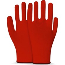 Beybi Polyester Örgülü Kırmızı 10 Beden Kasiyer Eldiven 10Lu Paket(Beybi Poly Ksyr Eld 10 K) - 1