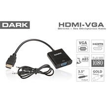 Dark Hdmı - Vga Ve Ses Aktif Dijital-Analog Dönüştürücüsü(Kablo Ç Dk-Hd-Ahdmıxvga) - 1
