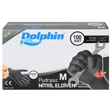 Dolphin Nitril Eldiven Pudrasız Siyah Medium Extra Kalın(Dolphin Mua Pudrasız M) - 1