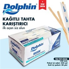 Dolphin Tahta Karıştırıcı Kağıt Sargılı Pakette 250 Adet  Kolide 20 Paket (Dolphin Tahta Kar.250Li) - 1