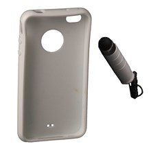 Elba Iphone 4-4S Beyaz Silikon Arka Kapak+Kalem Beyaz(007 Elba 008. 4-4S) - 1