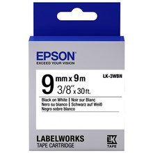 Epson Lk-3Wbn Standart Siyah Üzeri Beyaz 9Mm 9Metre Etiket(Epson Lk-3Wbn) - 1