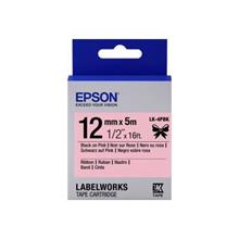 Epson Lk-4Pbk Siyan Üzeri Pembe 12Mm 5Metre Etiket(Epson Lk-4Pbk) - 1