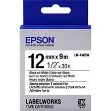 Epson Lk-4Wbw Strong Siyah Üzeri Beyaz 12Mm 9Metre Etiket(Epson Lk-4Wbw) - 1