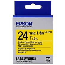 Epson Lk-6Yb2 Mıknatıslı Siyah Üzeri Sarı 24Mm 1,5Metre Etiket(Epson Lk-6Yb2) - 1