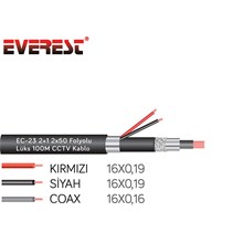 Everest Ec-23 2+1 2X50 Folyolu Lüks 100M Cctv Kabl(Kablo Gv Everest Ec-23) - 1