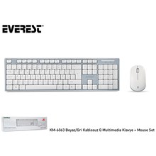 Everest Km-6063 Beyaz-Gri Kablosuz Q Multimedia Klavye + Mouse Set(Kl Everest Km-6063 Q Wir) - 1