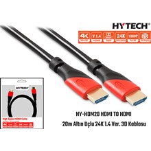 Hytech Hy-Hdm20 Hdmi To Hdmi 20M Altın Uçlu 24K 1.4 Ver 3D Kablosu(Kablo Hdmı Hy-Hdm20) - 1