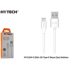 Hytech Hy-X104 0.25M 2A Type-C Beyaz Şarj Kablosu(Tel Kş Hytech Hy-X104) - 1