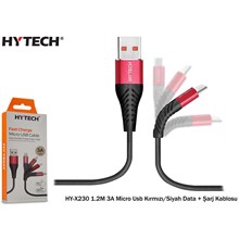 Hytech Hy-X230 1.2M 3A Micro Usb Kırmızı-Siyah(Tel Kş Hy-X230 Kırmızı-S) - 1