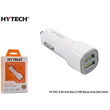 Hytech Hy-X40 3.4A Hızlı Şarj 2 Usb Beyaz Araç Şar(Tel Kş Hy-X40 Beyaz) - 1