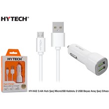 Hytech Hy-X42 3.4A Hızlı Şarj Microusb Kablolu 2 U(Tel Kş Hy-X42 Beyaz) - 1