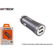 Hytech Hy-X60 3.4A Hızlı Şarj 2 Usb Gri Metal Araç(Tel Kş Hy-X60 Gri Metal) - 1