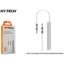Hytech Hy-X73 1.5M Beyaz 3.5Mm Stereo Spiralli Ses Kablosu(Kablo Str Hy-X73 Beyaz) - 1