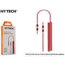 Hytech Hy-X73 1.5M Kırmızı 3.5Mm Stereo Spiralli Ses Kablosu(Kablo Str Hy-X73 Kırmızı) - 1