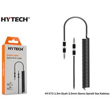 Hytech Hy-X73 1.5M Siyah 3.5Mm Stereo Spiralli Ses Kablosu(Kablo Str Hy-X73 Siyah) - 1