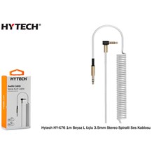 Hytech Hy-X76 1M Beyaz L Uçlu 3.5Mm Stereo Spiralli Ses Kablosu(Kablo Str Hy-X76 Beyaz) - 1