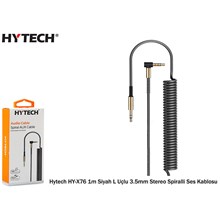 Hytech Hy-X76 1M Siyah L Uçlu 3.5Mm Stereo Spiralli Ses Kablosu(Kablo Str Hy-X76 Siyah) - 1