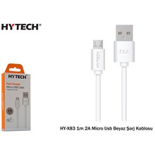 Hytech Hy-X83 1M 2A Micro Usb Beyaz Şarj Kablosu(Tel Kş Hy-X83 Beyaz) - 1