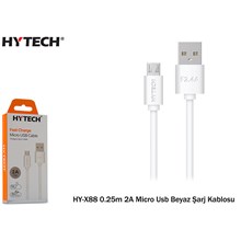 Hytech Hy-X88 0.25M 2A Micro Usb Beyaz Şarj Kablos(Tel Kş Hy-X88 Beyaz) - 1