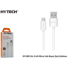 Hytech Hy-X89 2M 2.4A Micro Usb Beyaz Şarj Kablosu(Tel Kş Hy-X89 Beyaz) - 1