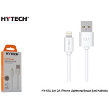 Hytech Hy-X91 1M 2A İphone Lightning Beyaz Şarj Kablosu(Tel Kş Hy-X91 Beyaz) - 1