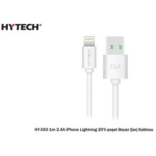 Hytech Hy-X93 1M 2.A İphone Lightning 20Li Poşet (Tel Kş Hy-X93 Beyaz 20Li) - 1