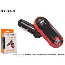 Hytech Hy-Xcb25 5V 1A Led Ekran Usb+Tf Desteği Kırmızı Bluetooth Fm Transmitter(Mp3 Trans Hytech Hy-Xcb) - 1