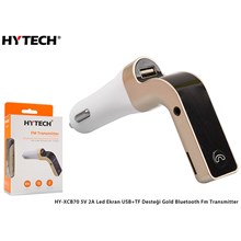 Hytech Hy-Xcb70 5V 2.1A Led Ekran Usb+Tf Desteği Altın Renkli Bluetooth Fm Transmitter(Mp3 Trans Hy-Xcb70 Altın) - 1