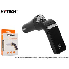 Hytech Hy-Xcb70 5V 2.1A Led Ekran Usb+Tf Desteği Siyah Bluetooth Fm Transmitter(Mp3 Trans Hy-Xcb70 Siyah) - 1