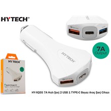 Hytech Hy-Xq55 7A Hızlı Şarj 2 Usb 1 Type-C Beyaz (Tel Kş Hy-Xq55 Beyaz) - 1