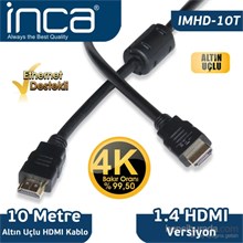 Inca Imhd-10T 10M 4K 1,4 V 3D Altın Uçlu Hdmı Kablo(Kablo Hdmı Inca Imhd-10T) - 1