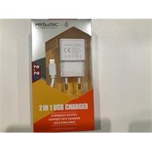 Megatech 2200Ma 2İn1 Ev Şarj+Type-C Kablo  (Tel K Şrj Mega 2200A Typ) - 1
