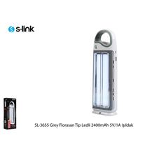 S-Link Sl-3655 Grey Florasan Tip Ledli 2400Mah 5V-1A 1+36 Ledli Işıldak(Işıldak S-Lınk Sl-3655 G) - 1