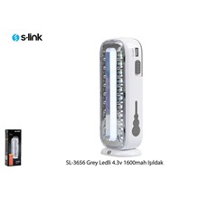 S-Link Sl-3656 Grey 4.3V 1600Mah (Tüp İçi 15 Smd) 20 Smd Ledli Işıldak(Işıldak S-Lınk Sl-3656 G) - 1