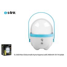 S-Link Sl-3658 Mavi Dokunmatik Açma Kapama Ledli 2400Mah 5V-1A 1+30 Ledli Işıldak(Işıldak S-Lınk Sl-3658 M) - 1