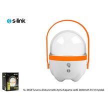S-Link Sl-3658 Turuncu Dokunmatik Açma Kapama Ledli 2400Mah 5V-1A 1+30 Ledli Işıldak(Işıldak S-Lınk Sl-3658) - 1