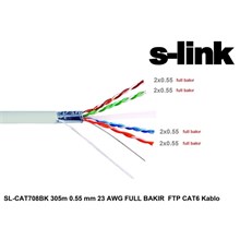S-Link Sl-Cat708Bk 305Mt Ftp 0.55Mm 23Awg Bakır Cat6 Kablo(Kablo Cat6 Sl-Cat708Bk) - 1