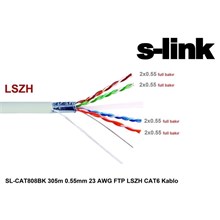 S-Link Sl-Cat808Bk Cat6 305M 0.55M 23Awg Full Bakır Ftp Lszh Cat6 Kablo(Kablo Cat6 Sl-Cat808Bk) - 1