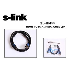 S-Link Sl-Hm55 3Mt Mini Hdmı-M To Hdmı-M Gold Kablo(Kablo Hdmı S-Link Slhm55) - 1