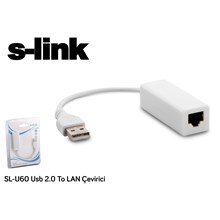 S-Link Sl-U60 Usb 2.0 To Rj45 Win10 Uyumlu Ethernet Çevirici(Kablo Ç S-Link Sl-U60) - 1