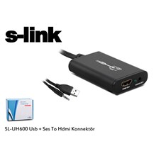 S-Link Sl-Uh600 Usb + Ses To Hdmı Çevirici (Kablo Ç S-Link Sl-Uh600) - 1