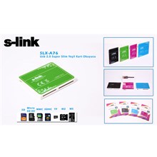 S-Link Slx-A76 Usb 2.0 İnce Tasarım Yeşil Kart Okuyucu(Usb Reader S-Link Slxa76) - 1