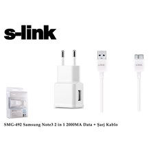 S-Link Smg-492 2000Mah Note 3 Şarj Kablo Priz Data Şarj Kablosu (Tel Kş S-Link Smg-492) - 1