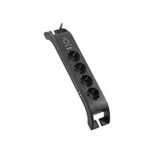 S-Link Spg3041 2M 2Xusb=2.4A 3G1.5Mm2 900 Joule 4Lü Akım Korumalı Siyah Priz(Kablo P S-Lınk Spg3041 2) - 1