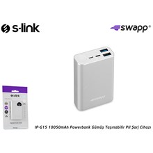 S-Link Swapp Ip-G15 10050Mah Lg Batarya 2Xusb 2.1A Powerbank Gümüş Taşınabilir Pil Şarj Cihazı(Pil Pw S-Link Ip-G15 Güm) - 1
