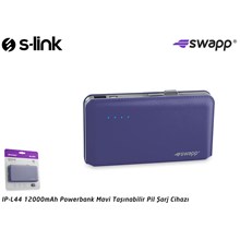 S-Link Swapp Ip-L44 12000Mah Powerbank Mavi Taşınabilir Pil Şarj Cihazı(Pil Pw S-Link Ip-L44 Mav) - 1