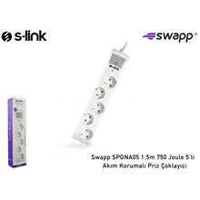 S-Link Swapp Spgna05 1.5M 750 Joule 5Li Akım Koruyucu Priz Çoklayıcı(Kablo P Spgna05) - 1